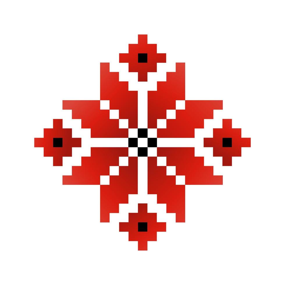 Traditional Ukrainian cross-stitch embroidery element for wrapping design, vintage floral ornament motif vector