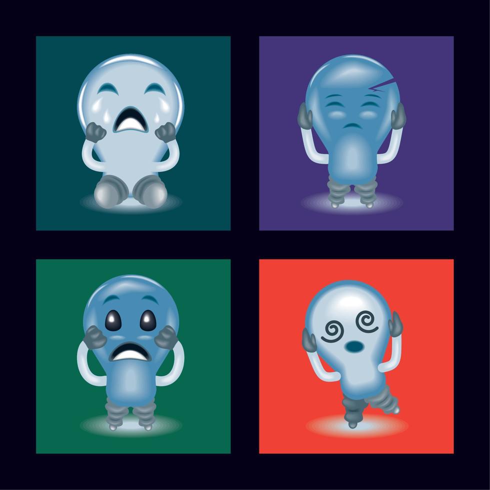 icons cute light bulb character vector