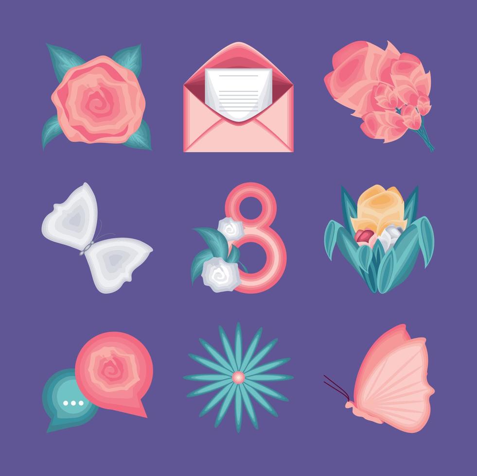 womens day icon set vector