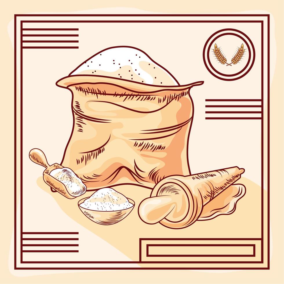 harina y masa de panaderia vector