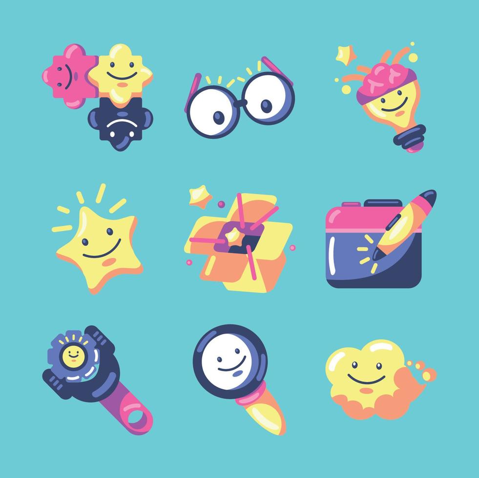 iconos divertidos de creatividad vector