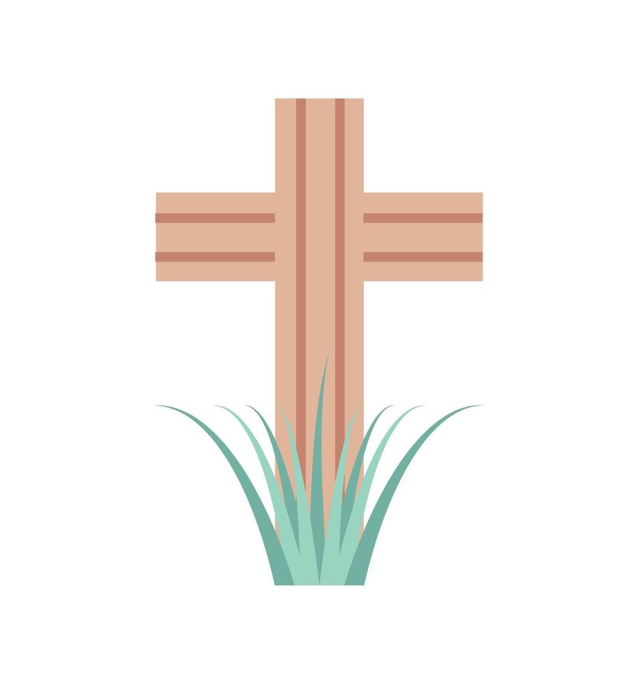 catholic cross in grass vector