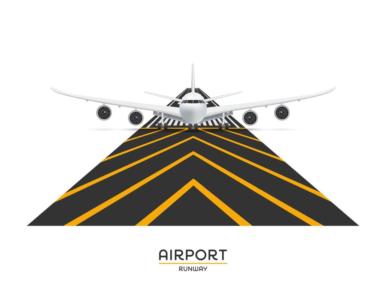 airplane on airport runway for take off, vector illustration