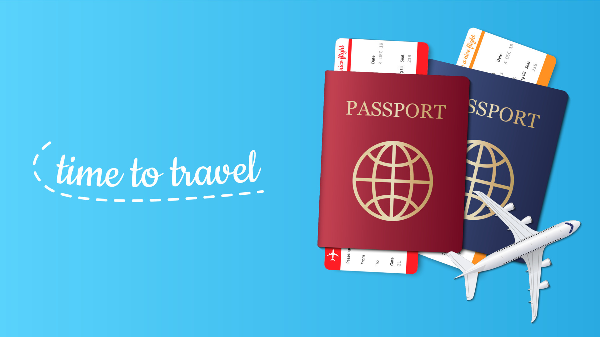 Travel banner design, passport, ticket, airplane. Travel background, vector  illustration 10421996 Vector Art at Vecteezy