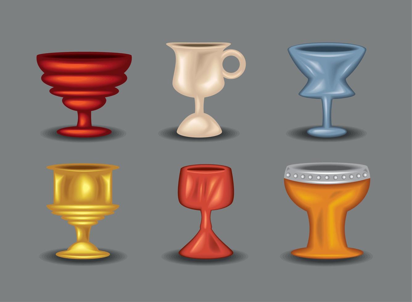 set of fantasy cups vector