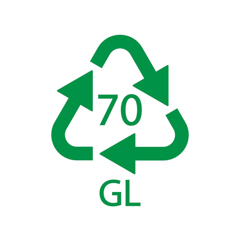 Glass recycling code 70 GL. Vector illustration