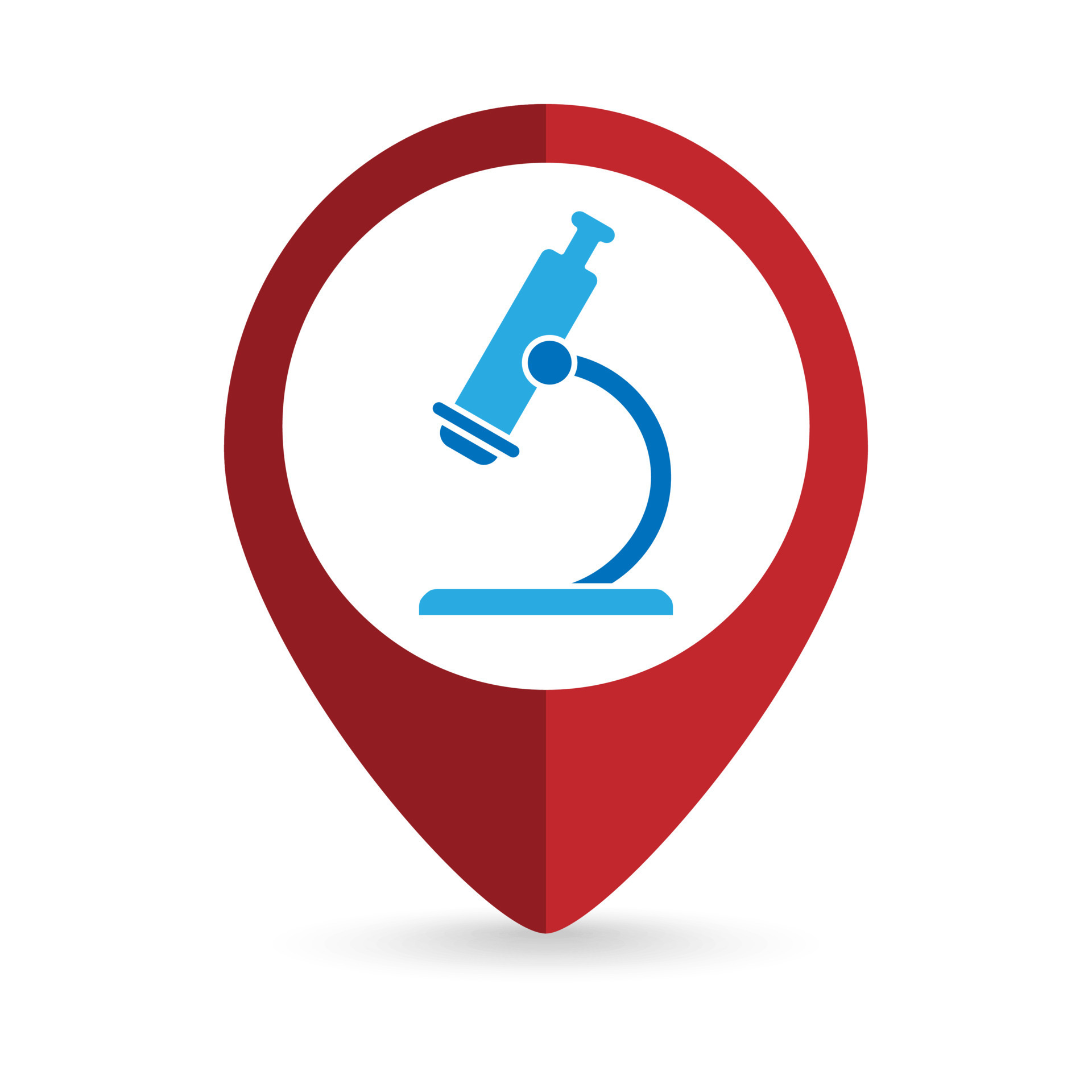Map pointer with microscope icon. Vector illustration. 10422305 Vector