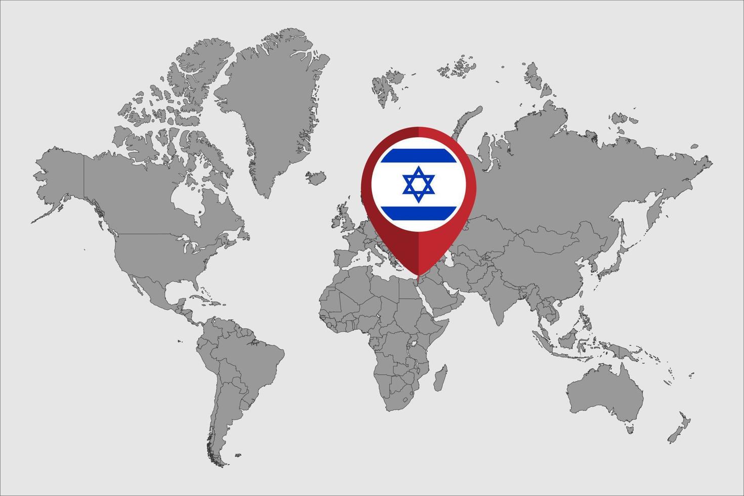 pin mapa con la bandera de israel en el mapa mundial. ilustración vectorial. vector