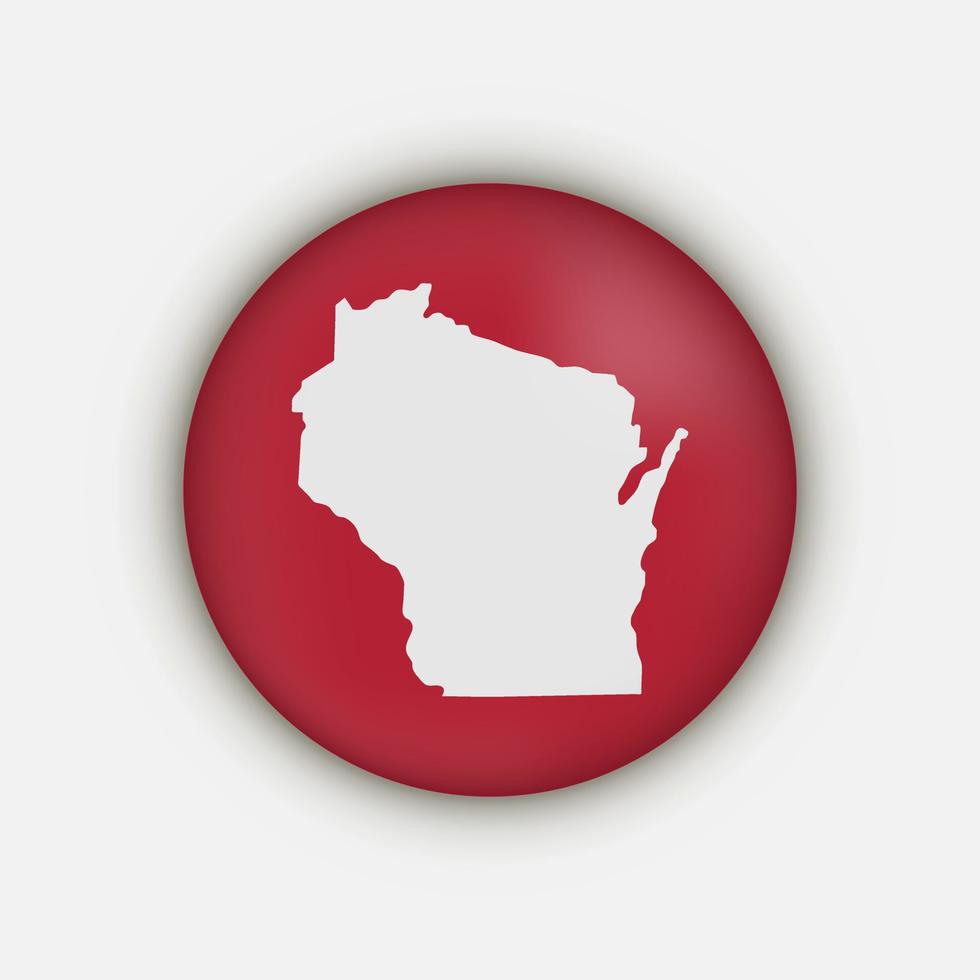 círculo de mapa del estado de wisconsin con sombra vector