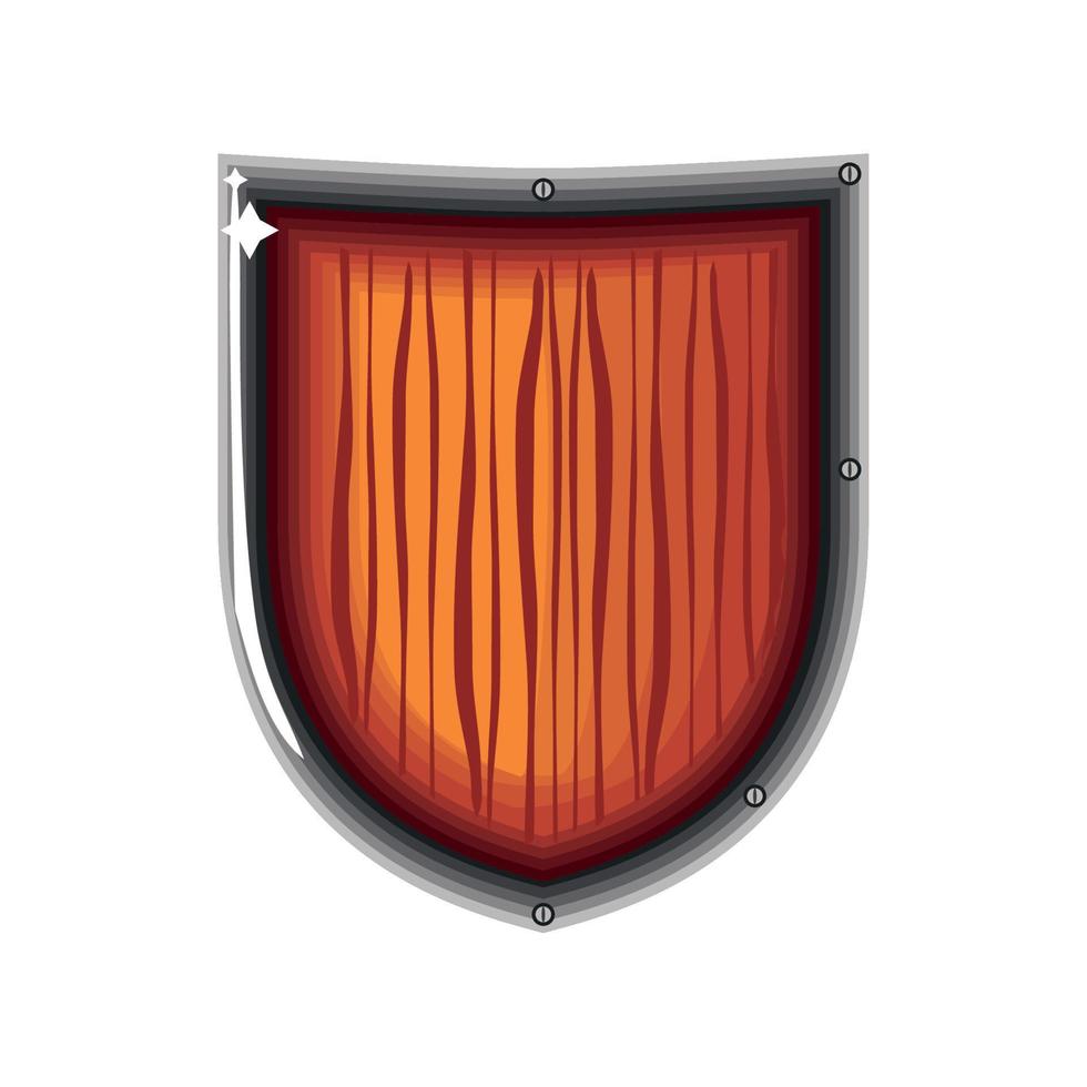 wooden shield icon vector