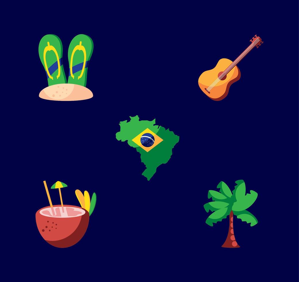 iconos de la cultura de brasil vector