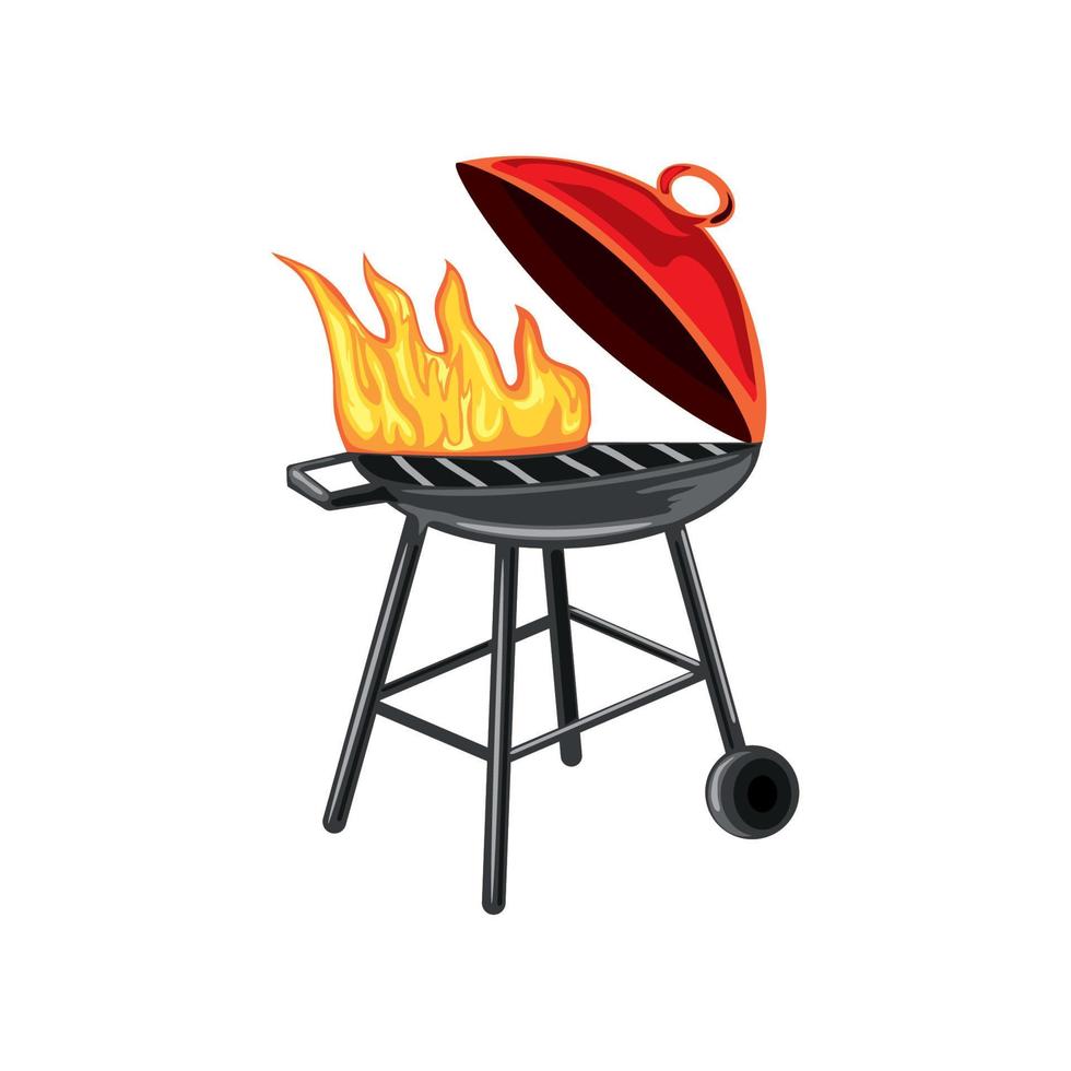 bbq grill with fire vector