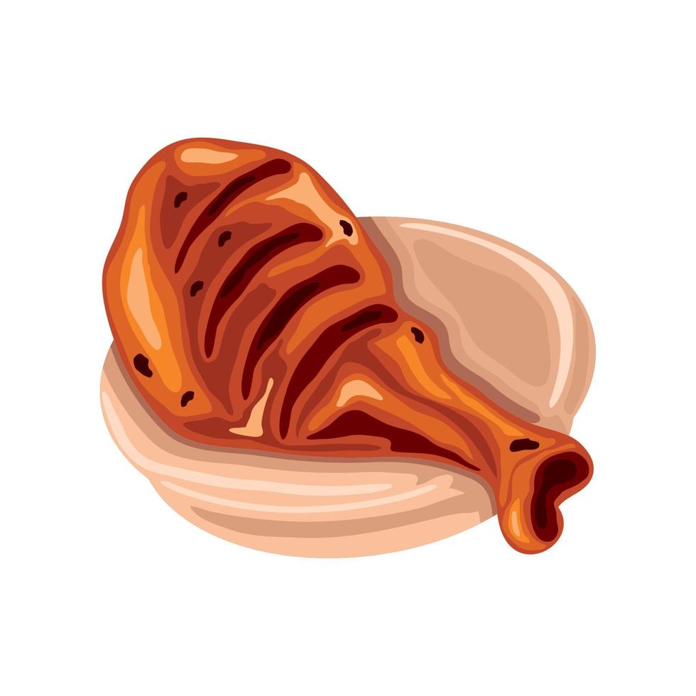 roasted chicken leg vector