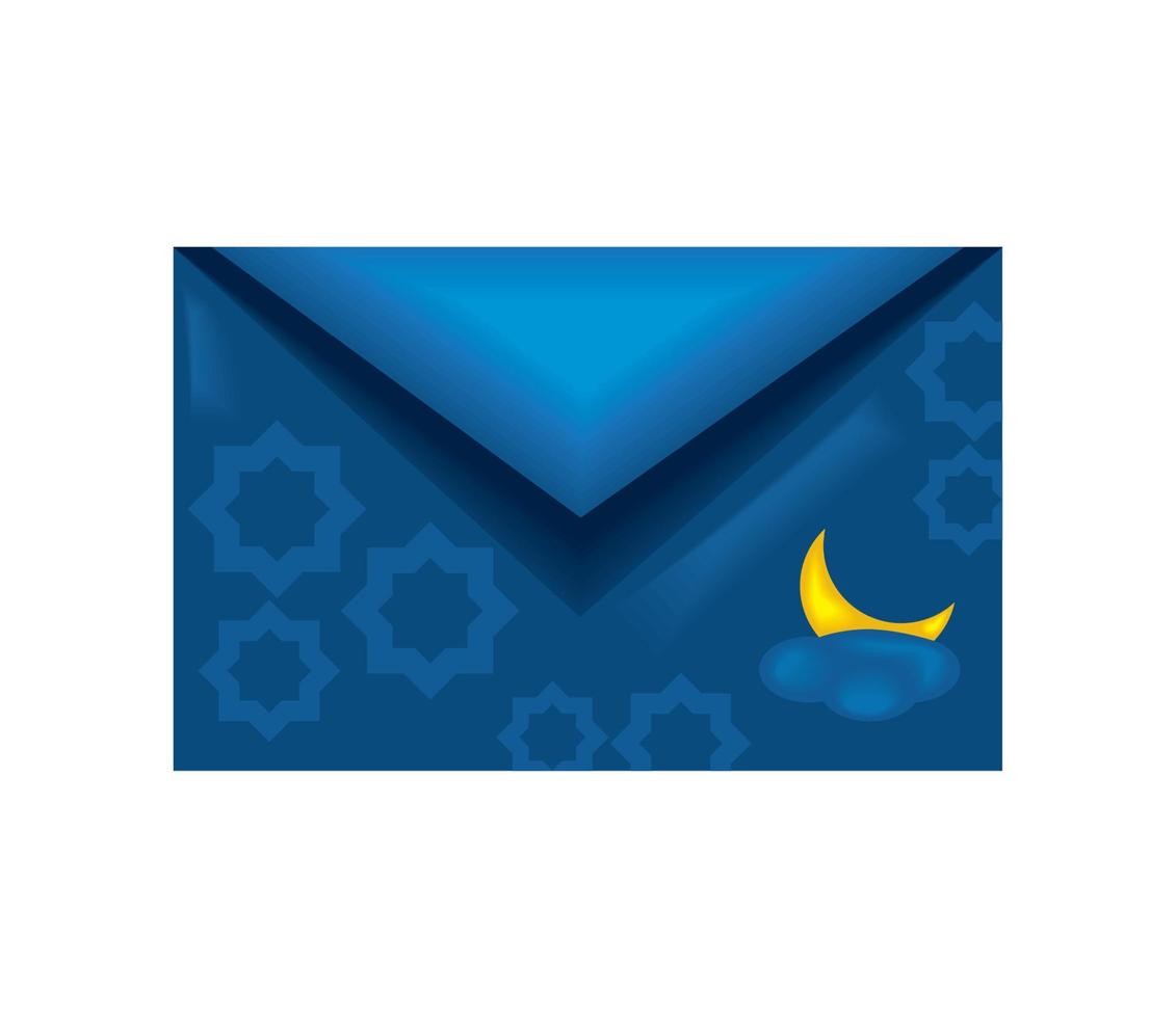 blue envelope with moon vector