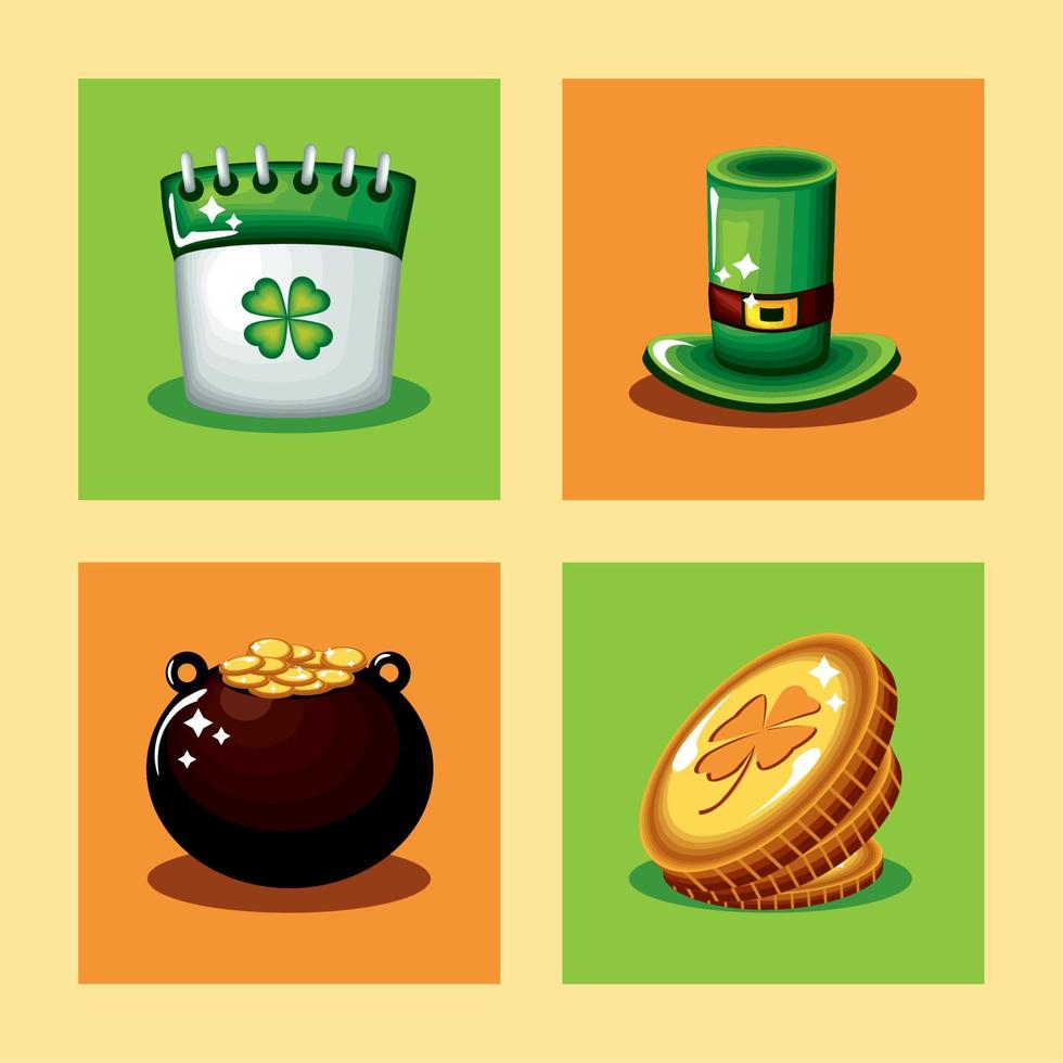 st patricks day icons collection vector
