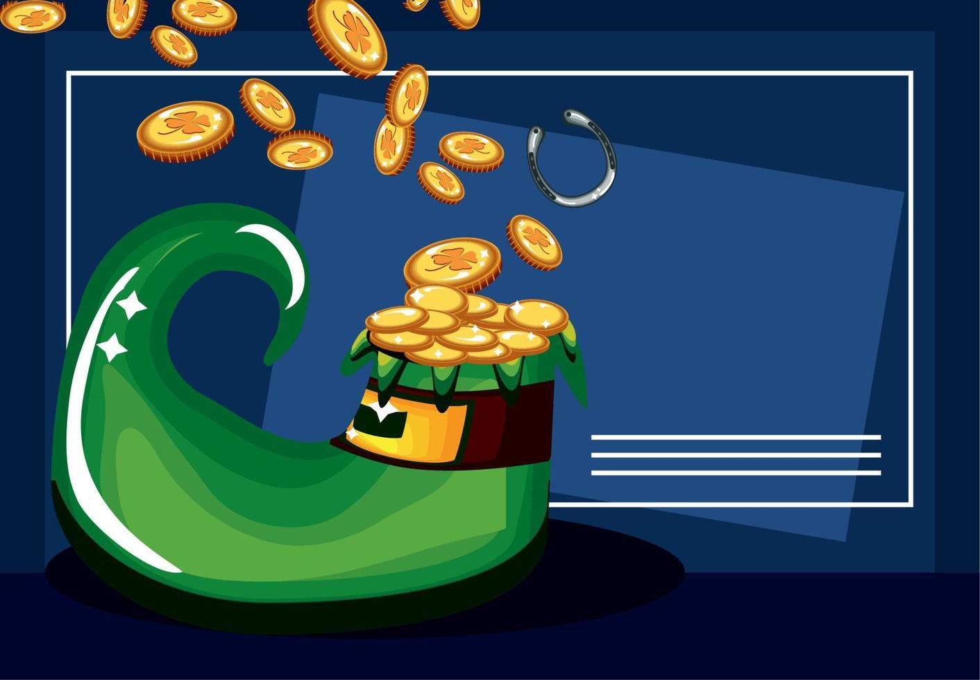 st patricks day boot and coins vector