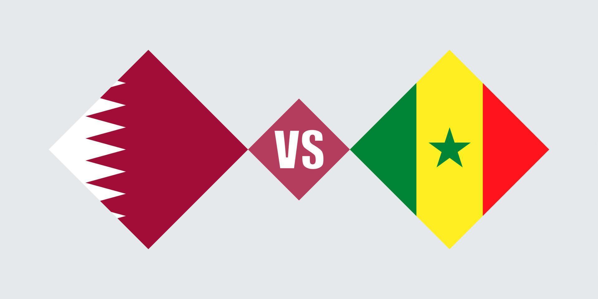 Senegal vs Qatar flag concept. Vector illustration.