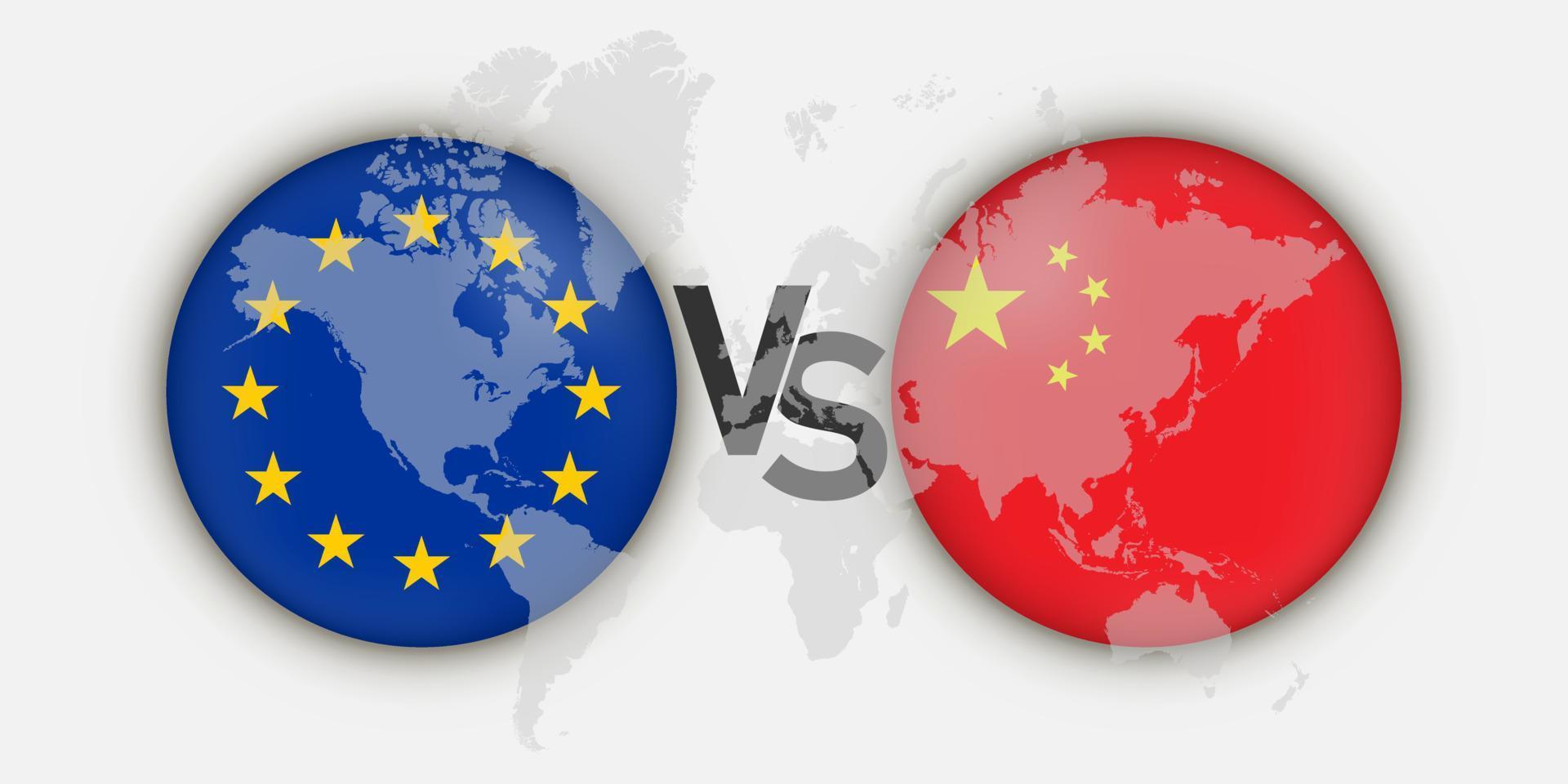 concepto de banderas china vs ue. ilustración vectorial vector