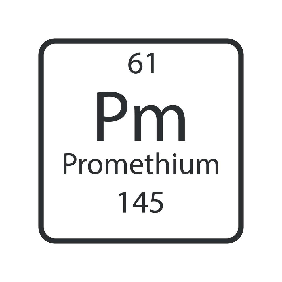 símbolo de prometio. elemento químico de la tabla periódica. ilustración vectorial vector