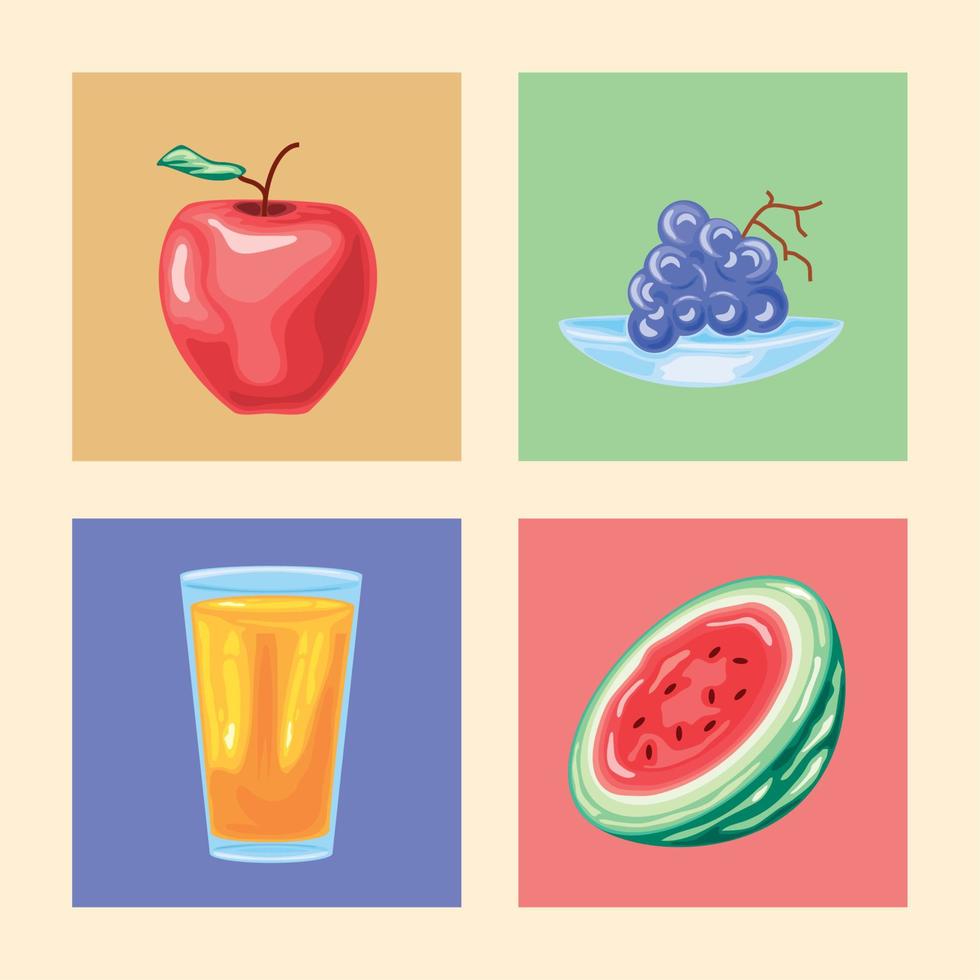 fruits and juice vector
