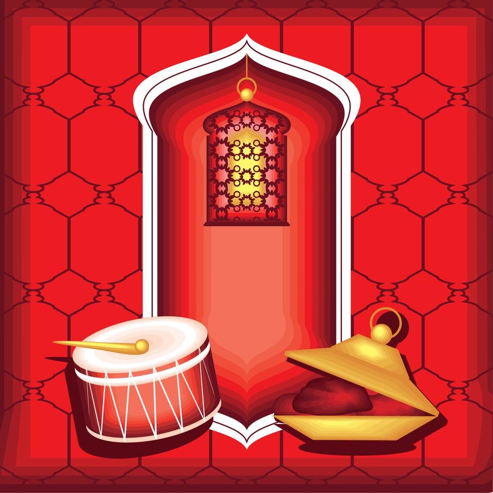ramadan light and music vector