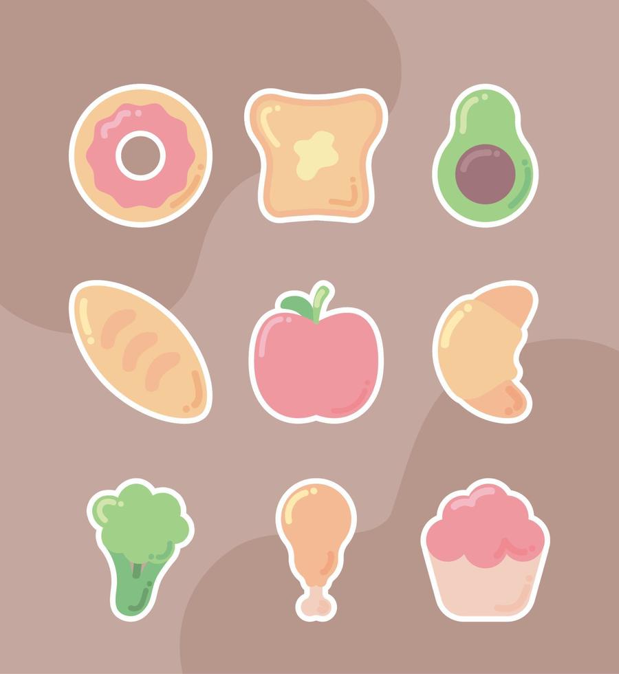 icons set of food vector