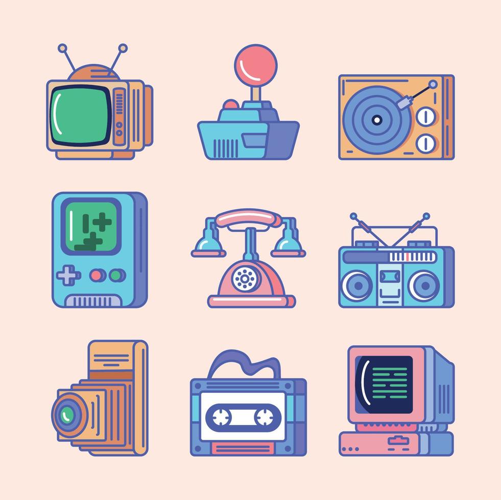 retro tech devices vector