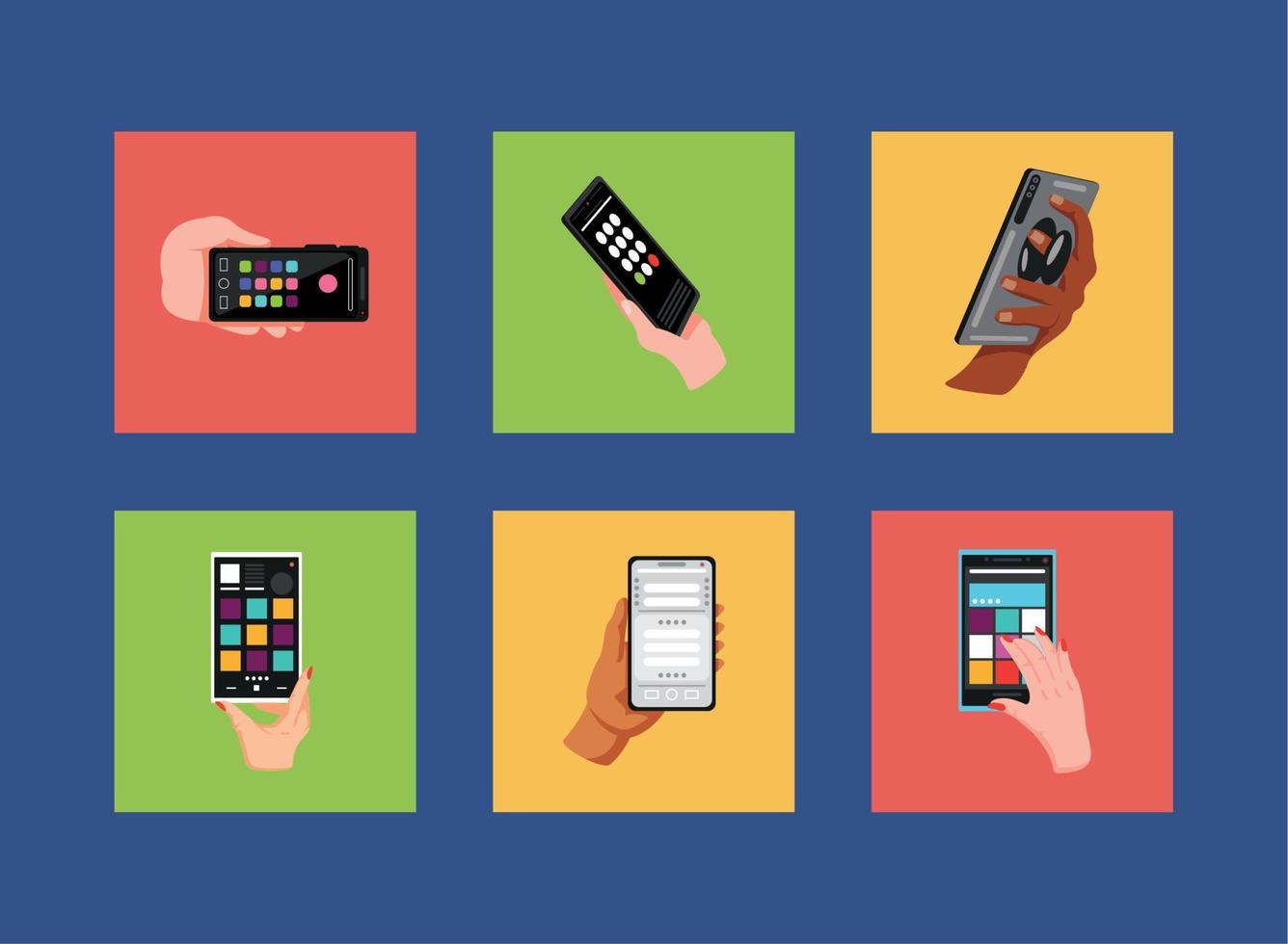 hands using smartphone vector
