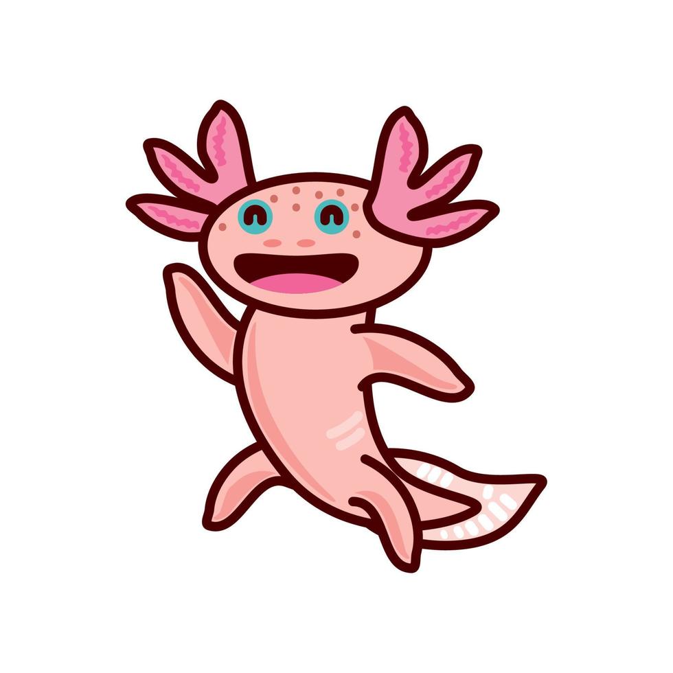 happy cute axolotl vector