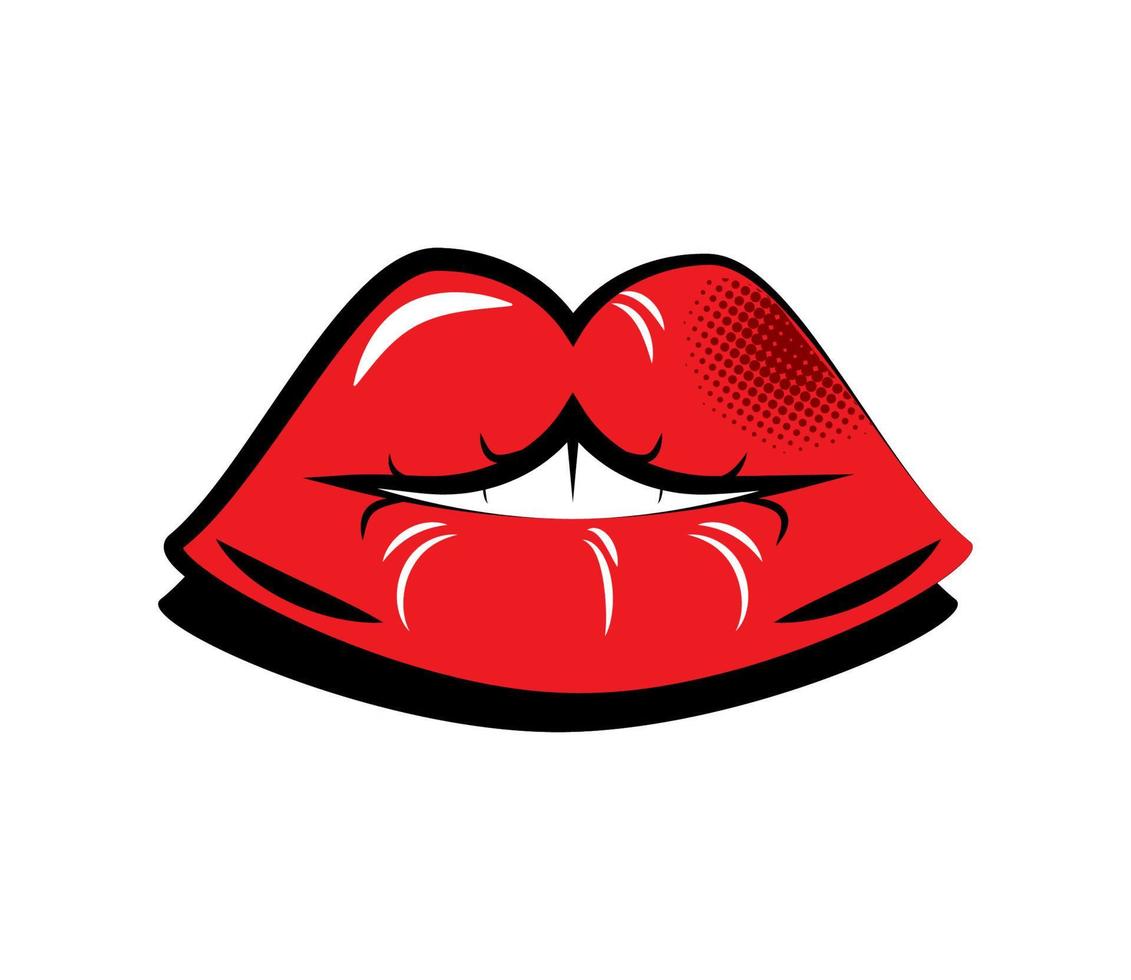 female mouth pop art vector