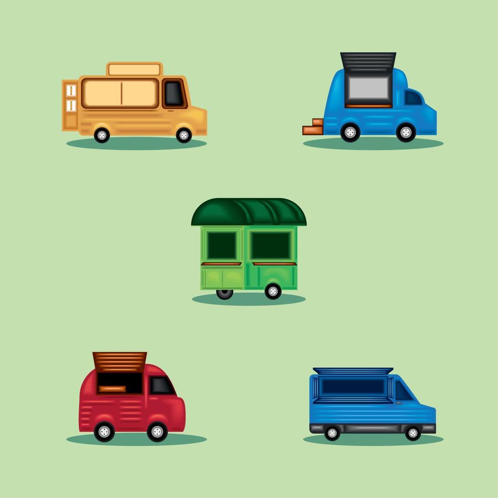 different food trucks vector