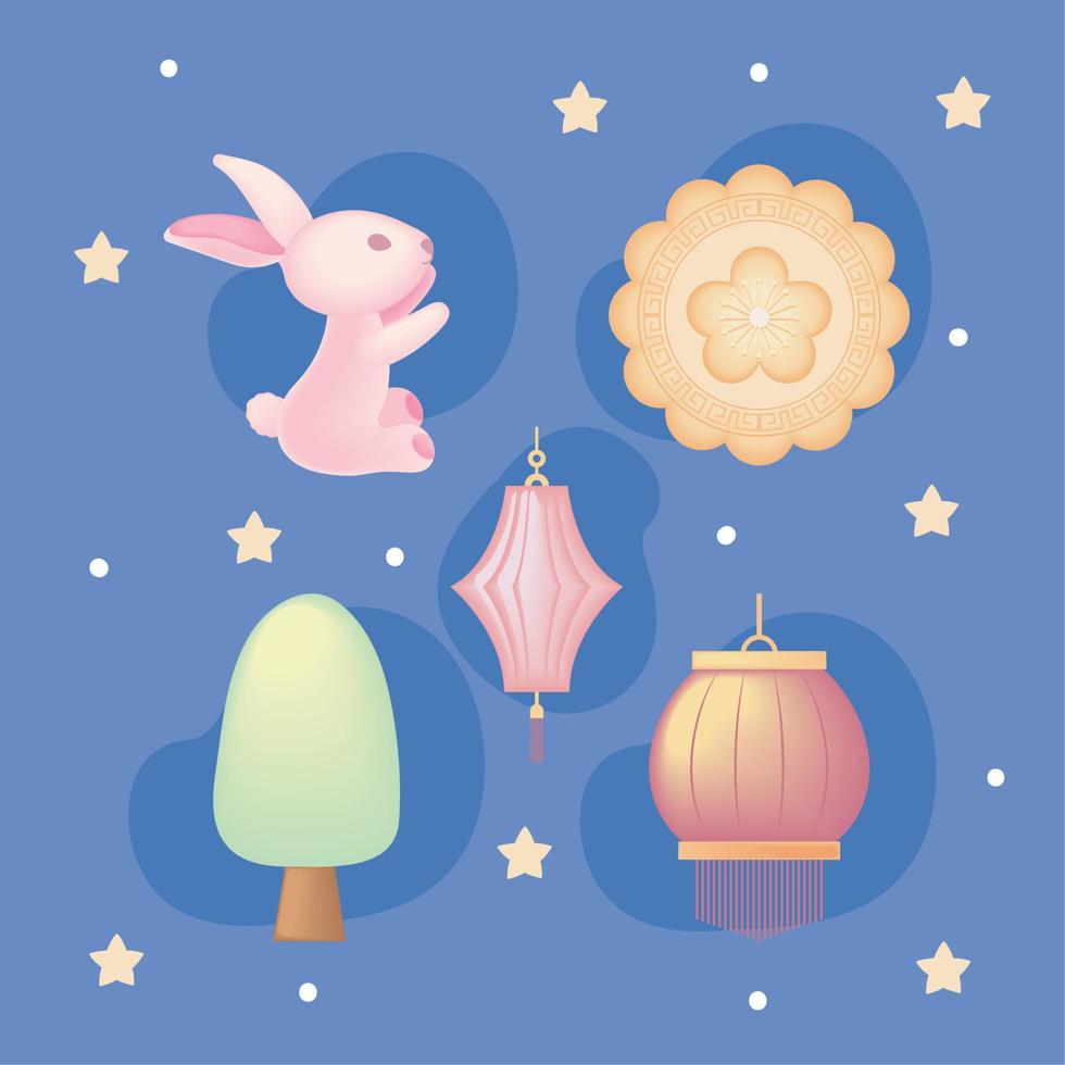 set of chinese moon festival vector