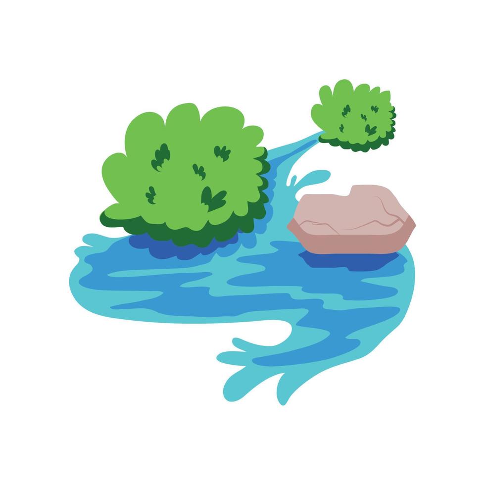 river bushes and stone vector