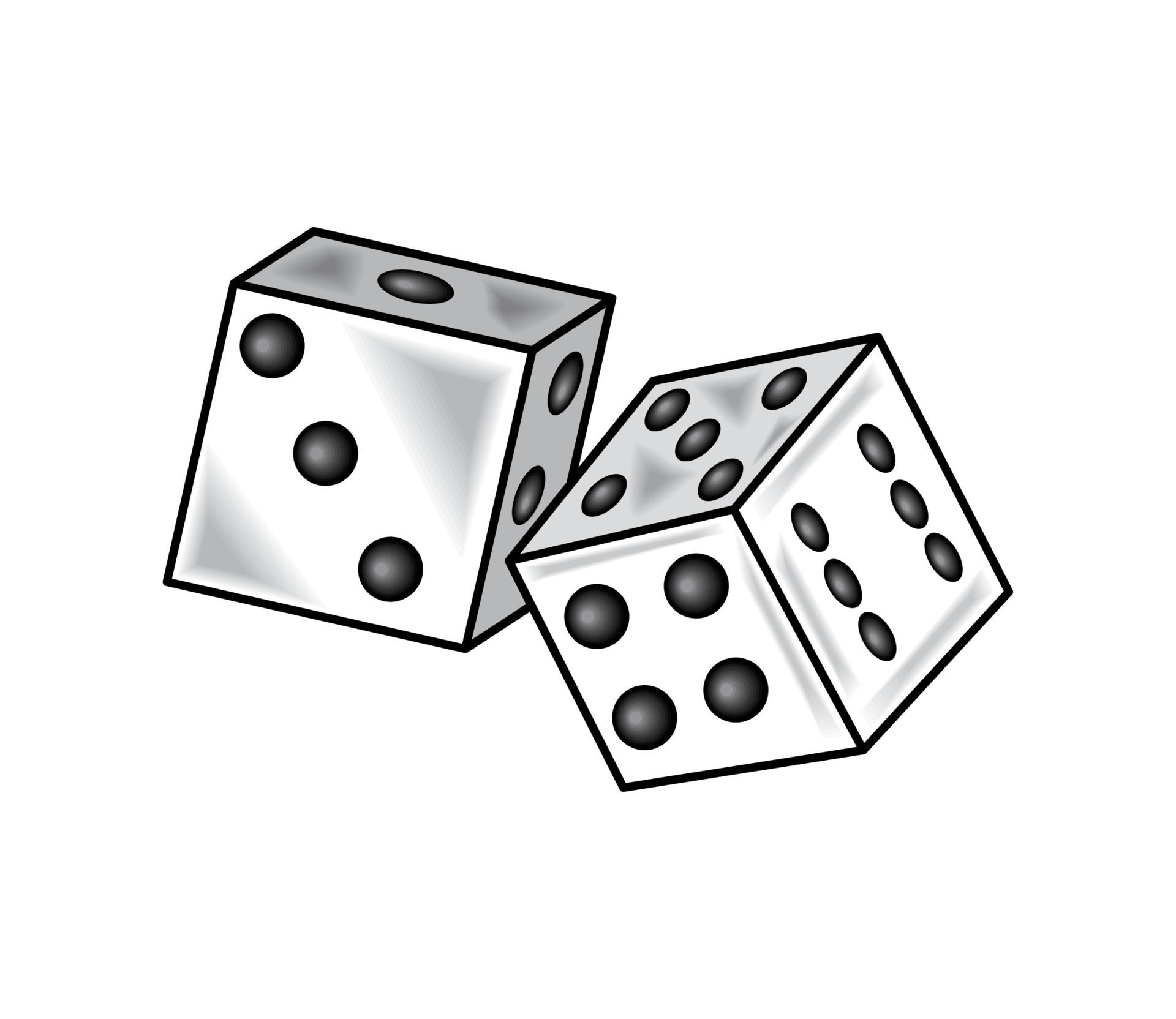 Tattoo design lucky 7 dice clip art Tattoo design of two dice rolling  lucky seven  CanStock