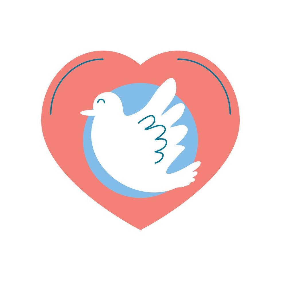 peace pigeon inside heart vector