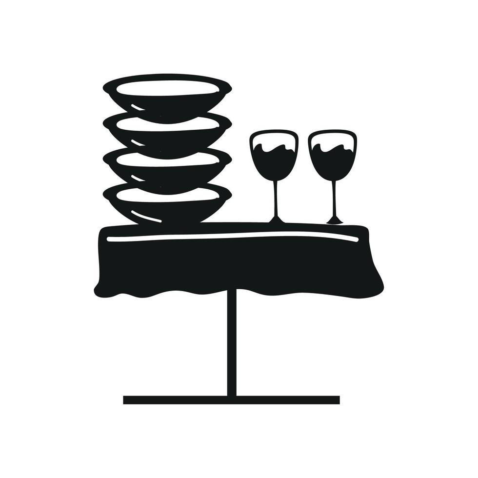 restaurant table and dishware vector