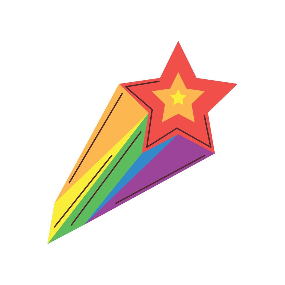 shooting star with rainbow lgbtq vector