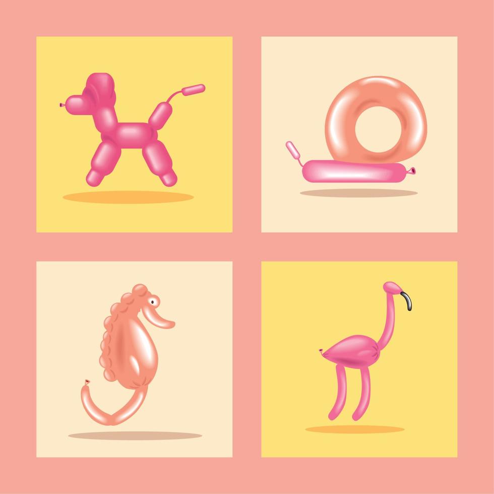 icono animales globos vector