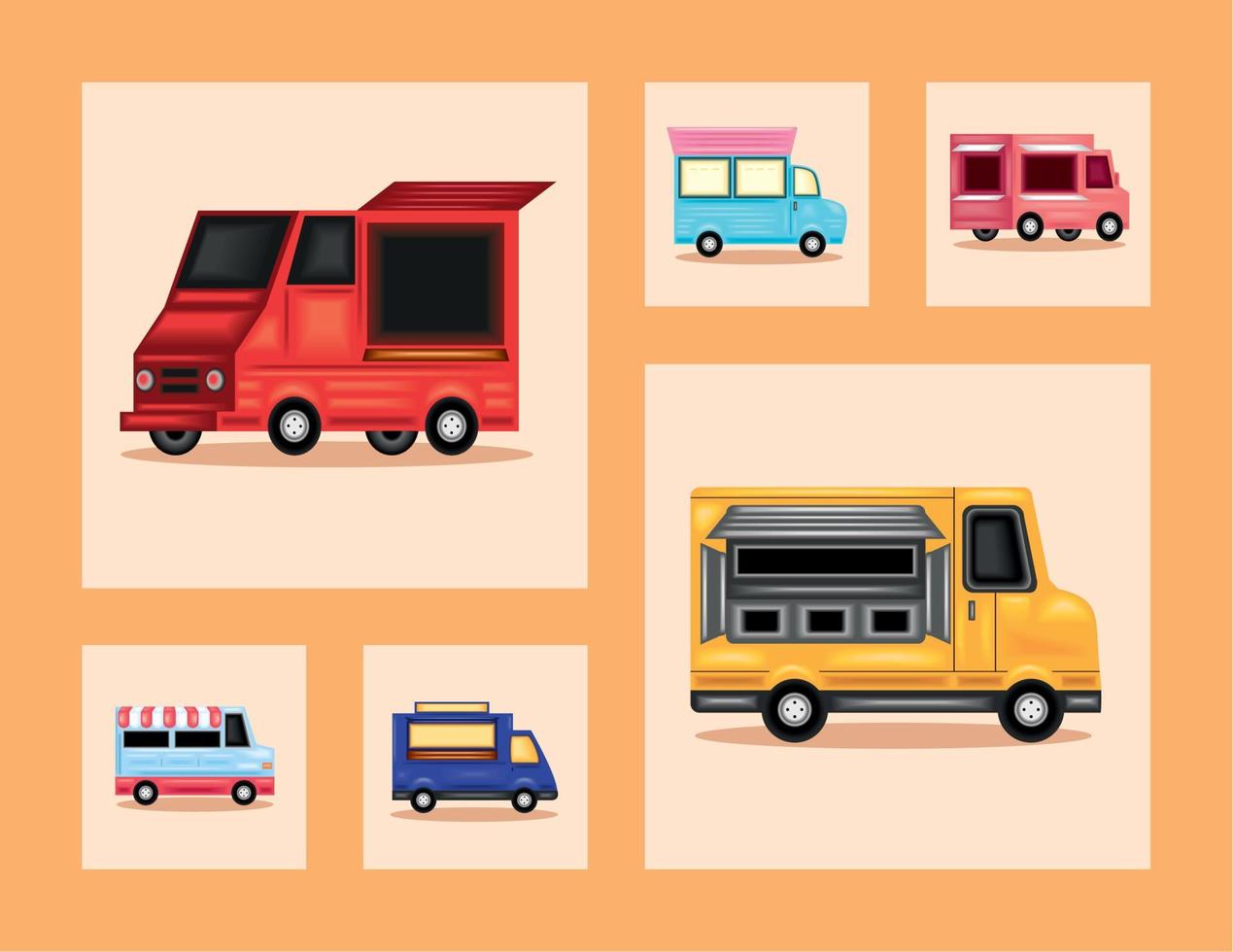set of food trucks vector