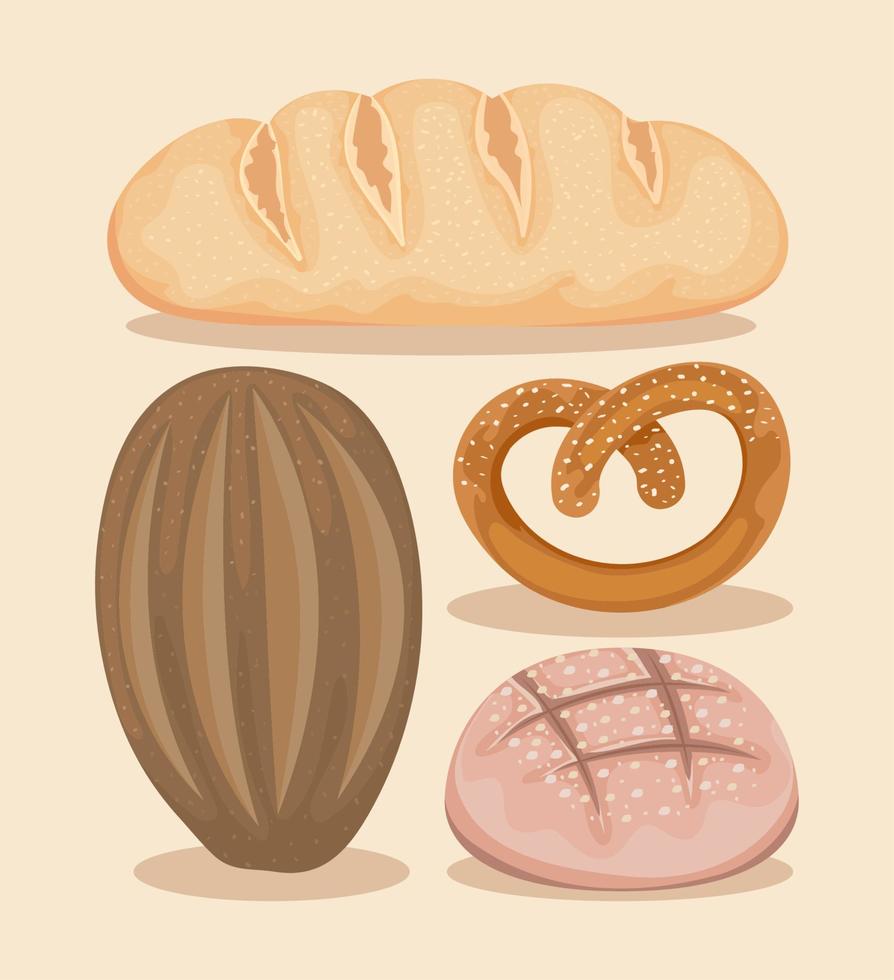 icons baked bread vector
