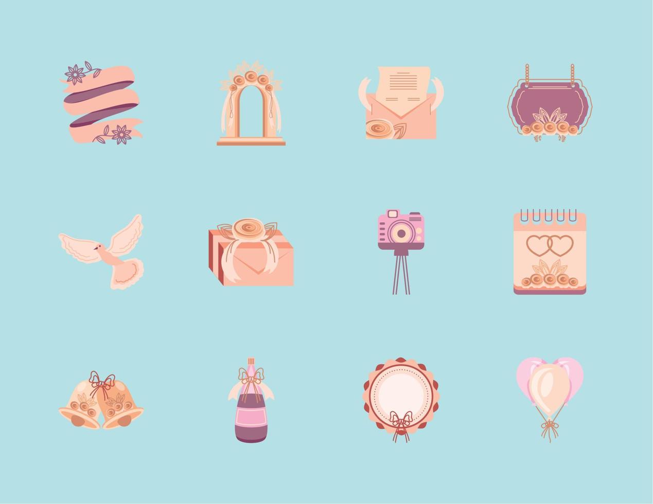 icons set wedding vector