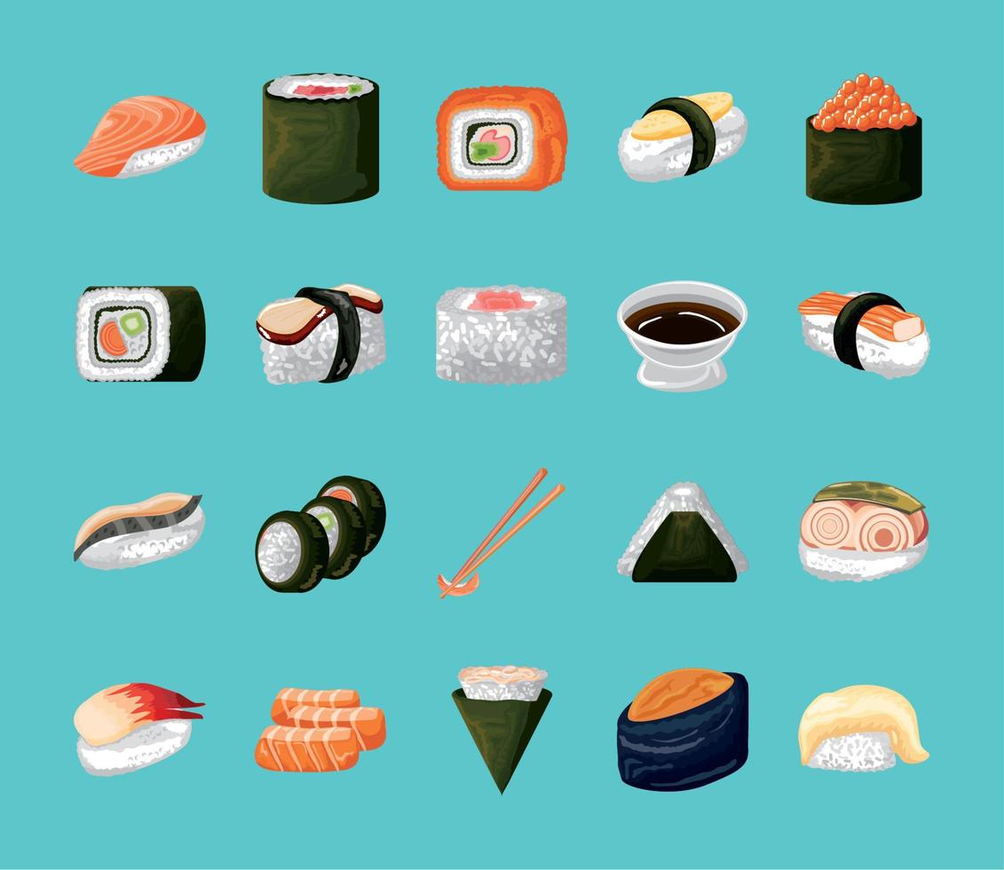 conjunto de sushi vector