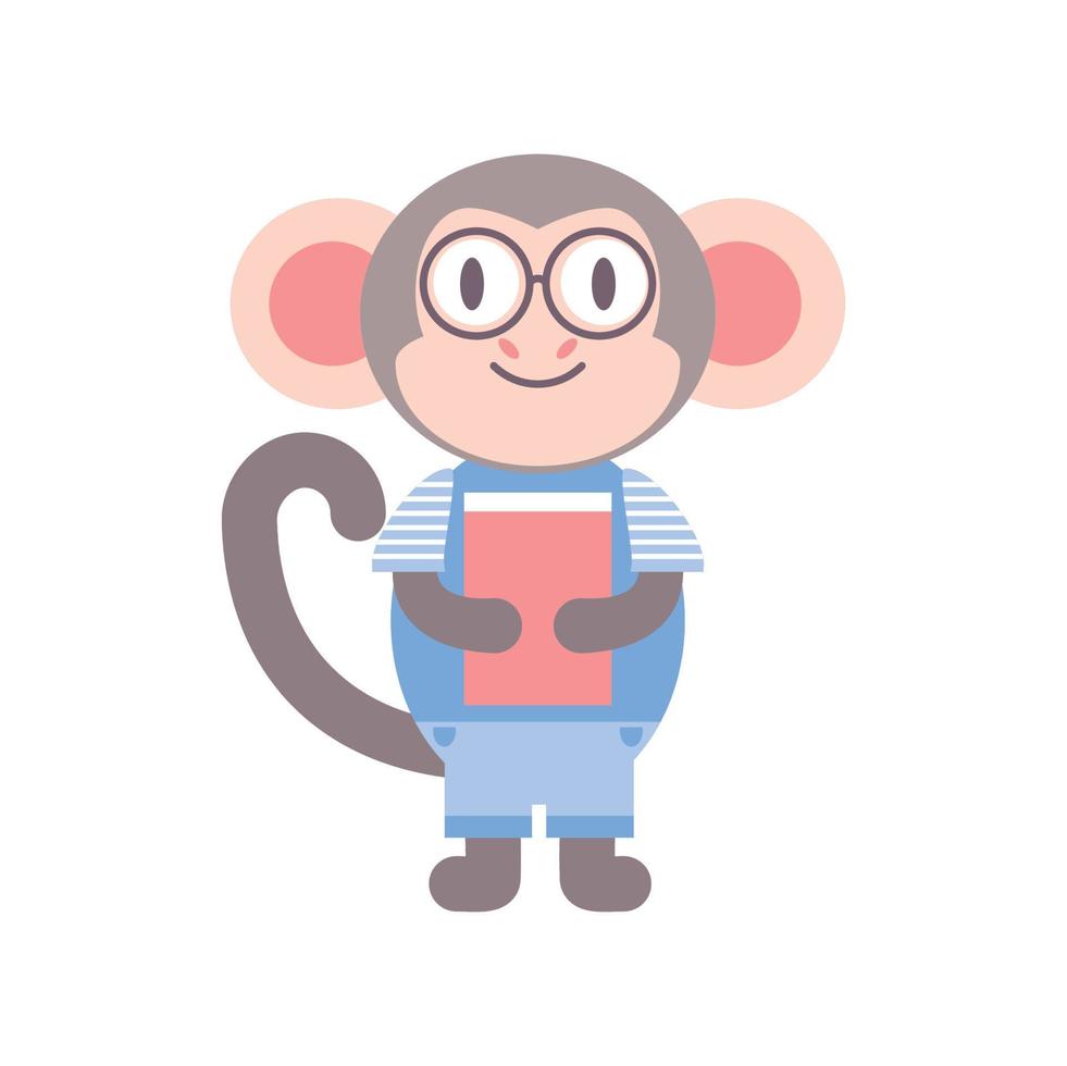 nerd monkey student vector