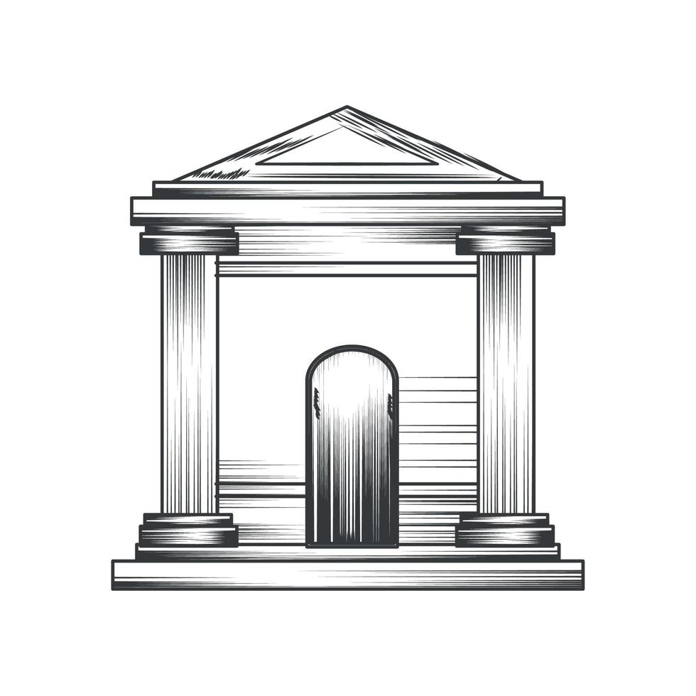 mausoleum building sketch vector