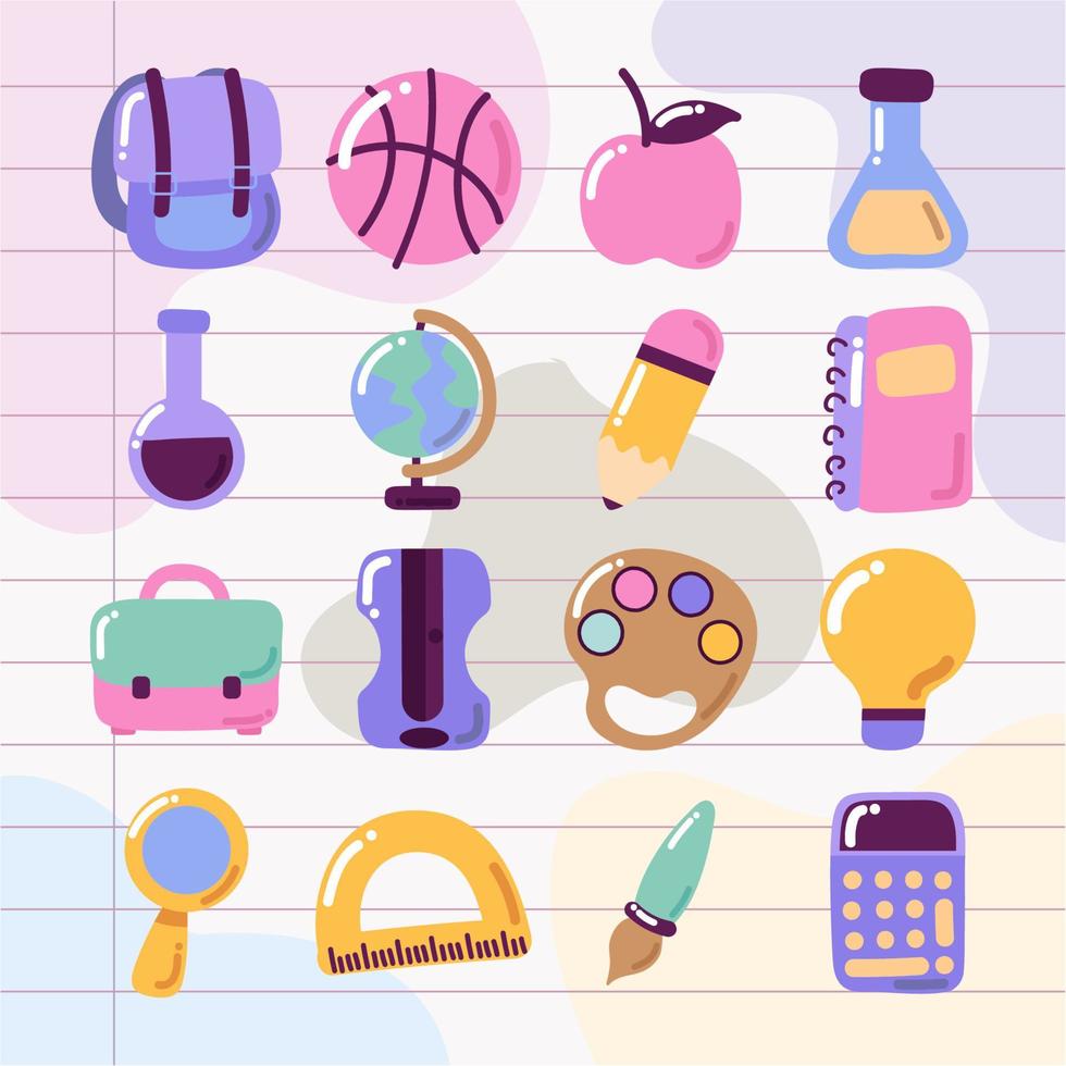 back to school icons collection vector