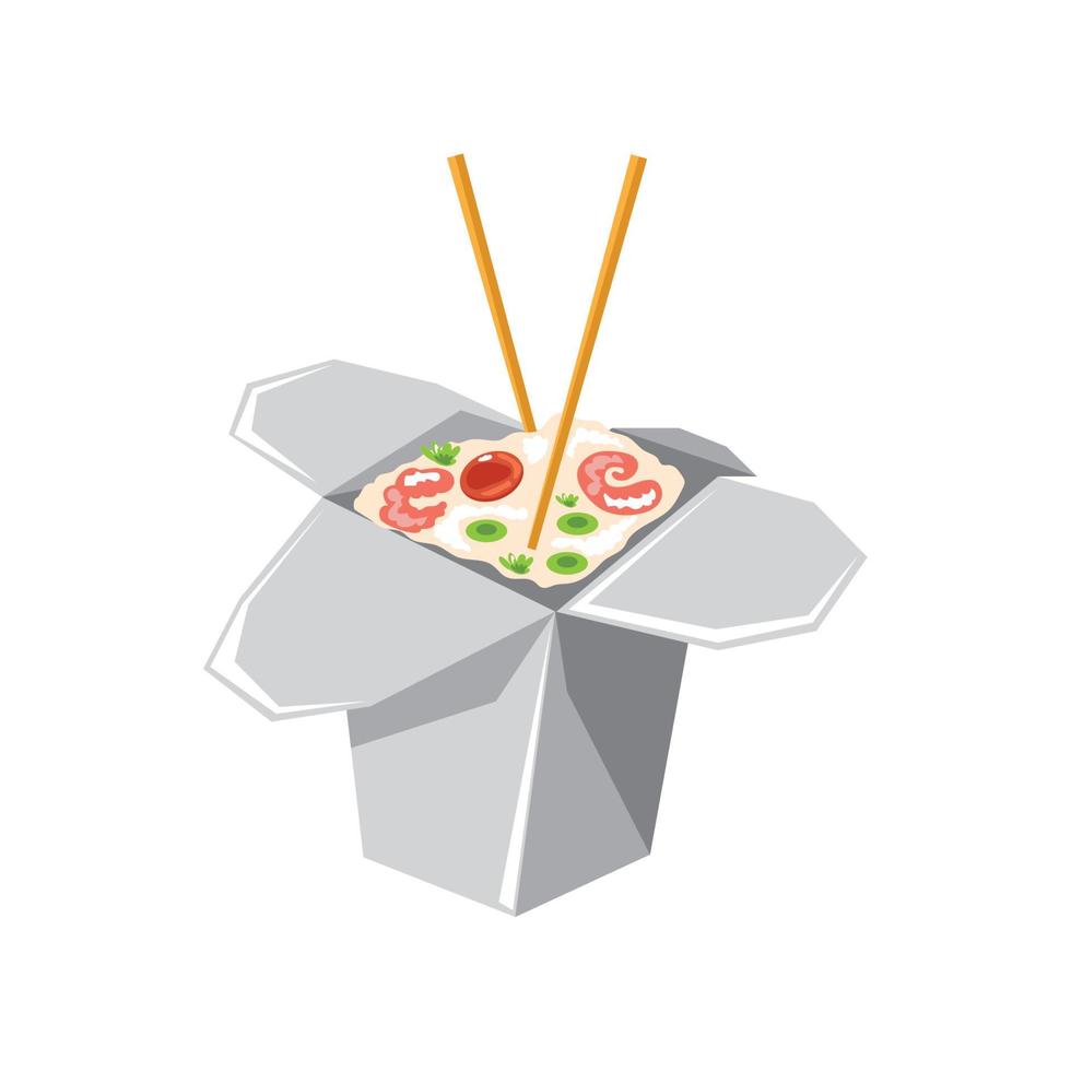 chinese food in box vector