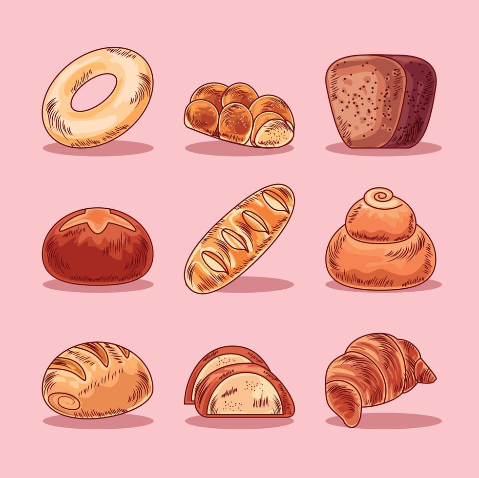 set bread products vector
