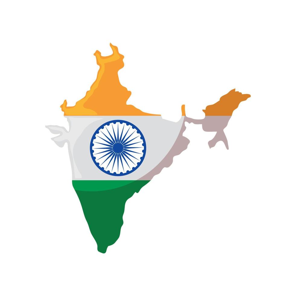 bandera india en el mapa vector