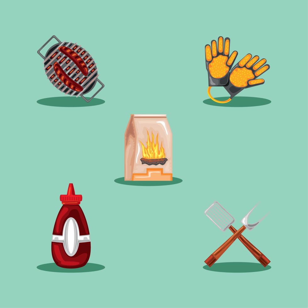 bbq tool and food vector