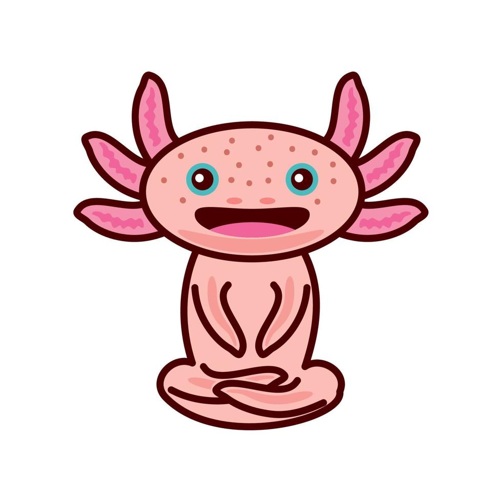 smiling cartoon axolotl vector
